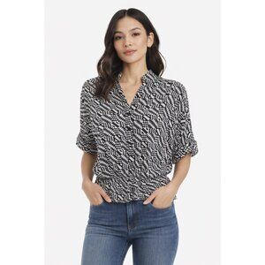 Rachel Zoe Modern Houndstooth Abstract Print Top XS